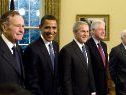 Obama beim Treffen mit seinen Vorgängern Obama beim Treffen mit seinen Vorgängern