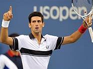 Novak Djokovic nach dem Matchball gegen Federer