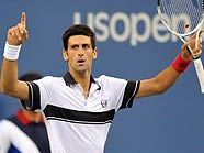 Novak Djokovic nach dem Matchball gegen Federer Novak Djokovic nach dem Matchball gegen Federer