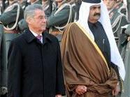 Scheich Hamad Bin Khalifa al-Thani wurde mit militärischen Ehren empfangen.