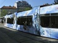 Eine ULF-Garnitur der Wiener Linien macht derzeit in Wien Stimmung für den Life Ball. Eine ULF-Garnitur der Wiener Linien macht derzeit in Wien Stimmung für den Life Ball.