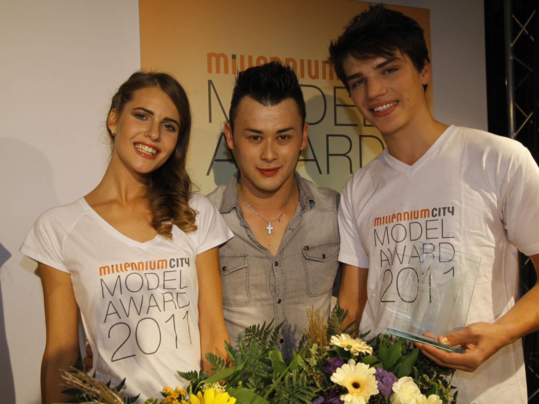 Polina, Lukas Plöchl, Martin beim Millenium City Models Award.