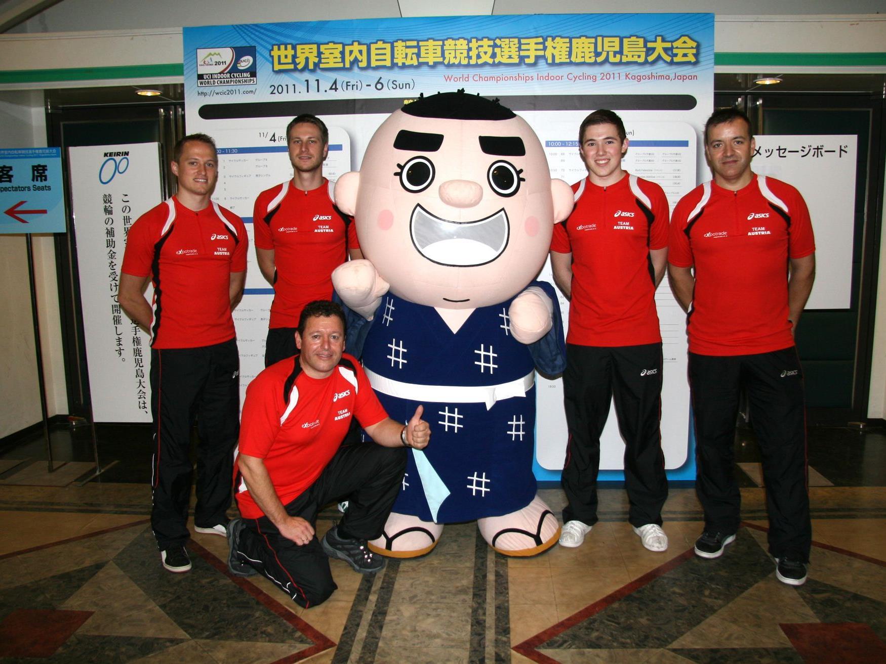 Das österreichische Radballteam bei der WM in Japan.
