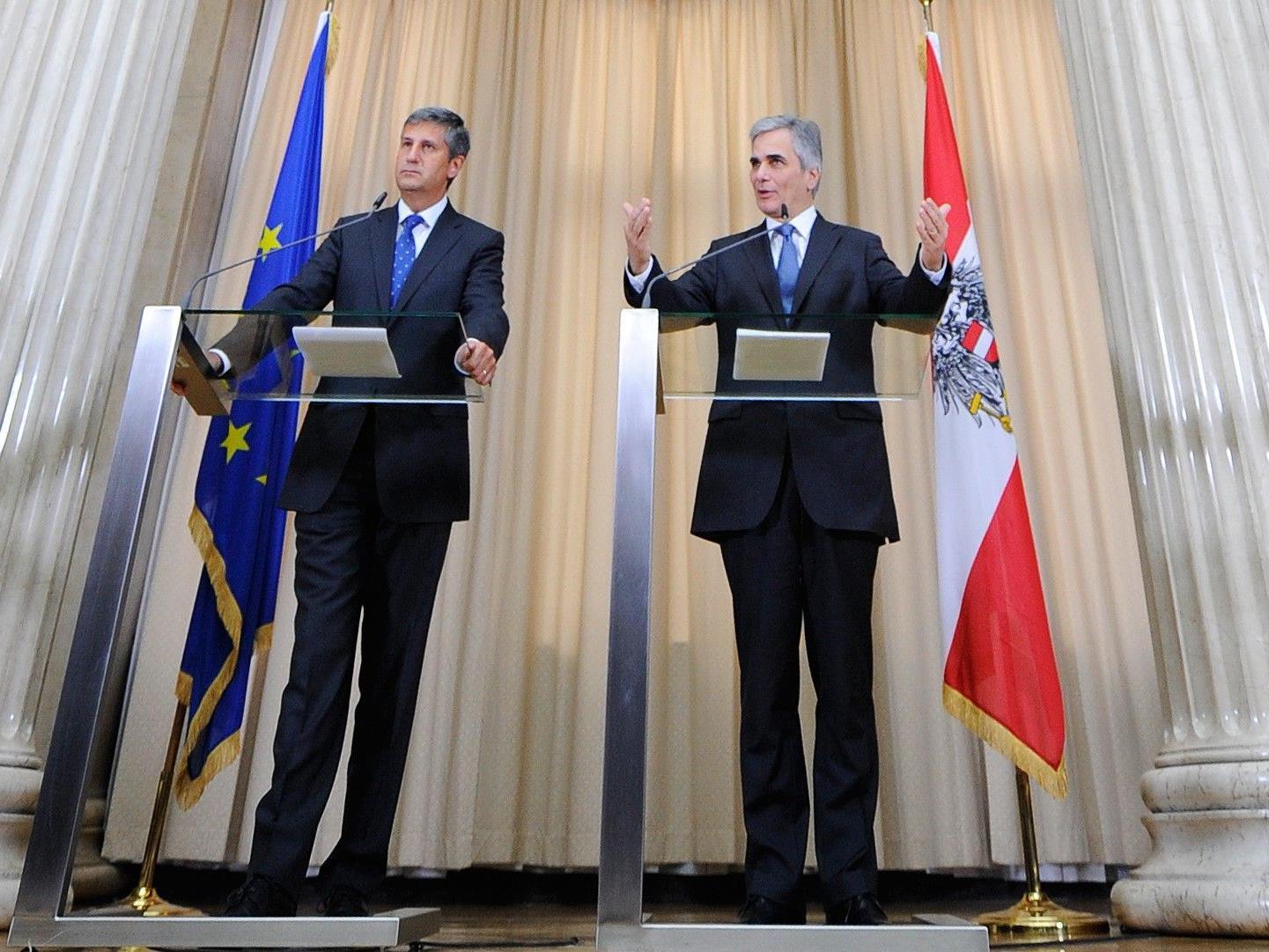 Bundeskanzler Faymann und Vizekanzler Spindelegger haben die Schuldenbremse beschlossen.