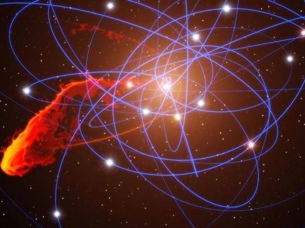Illustration: Die Gaswolke nähert sich dem Schwarzen Loch im Zentrum der Milchstraße