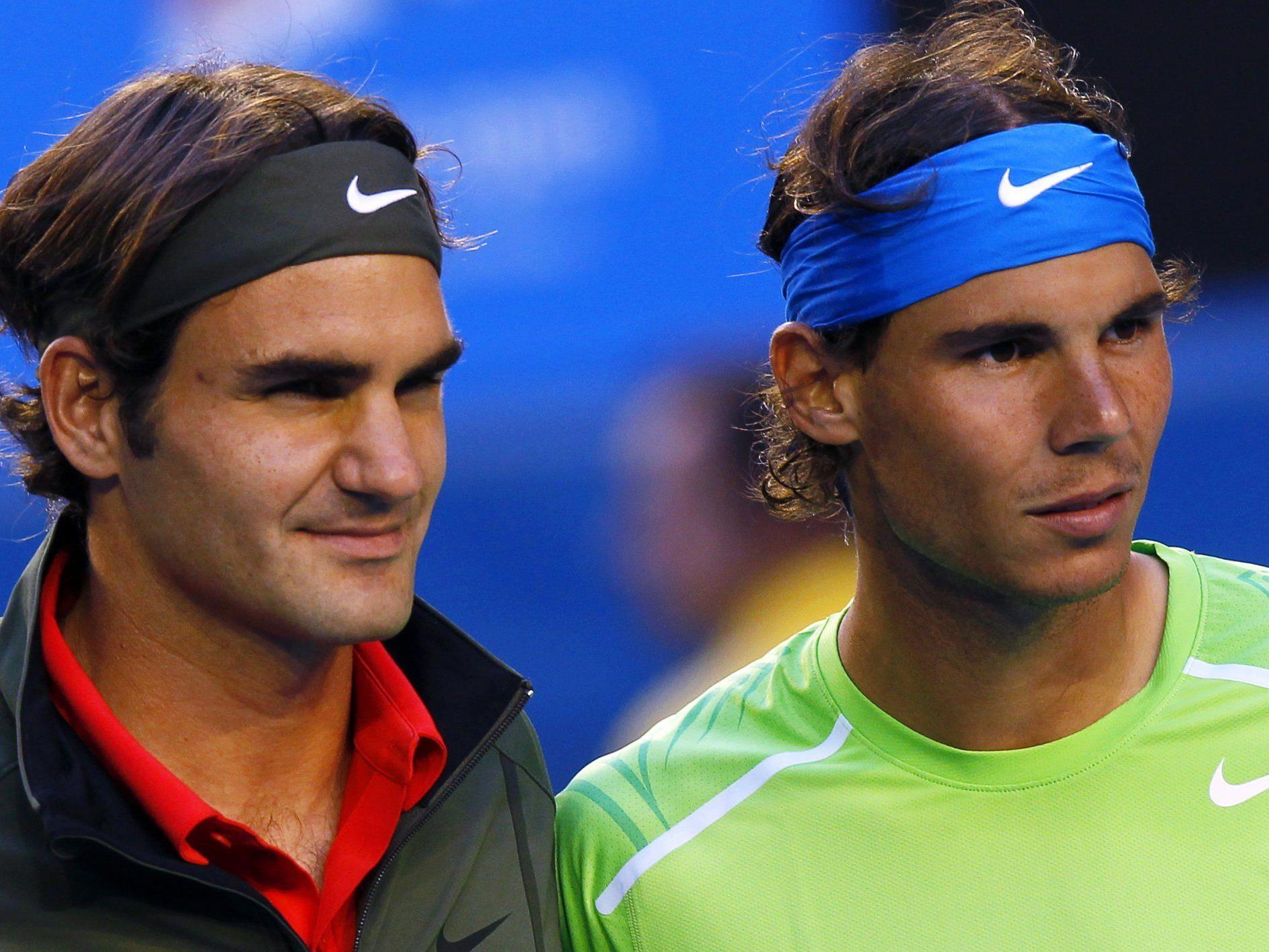 Federer und Nadal vor dem Halbfinale der Australien Open in Melbourne 2012.