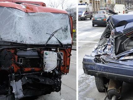 Ein Lkw löste den schweren Unfall am Währinger Gürtel aus Ein Lkw löste den schweren Unfall am Währinger Gürtel aus