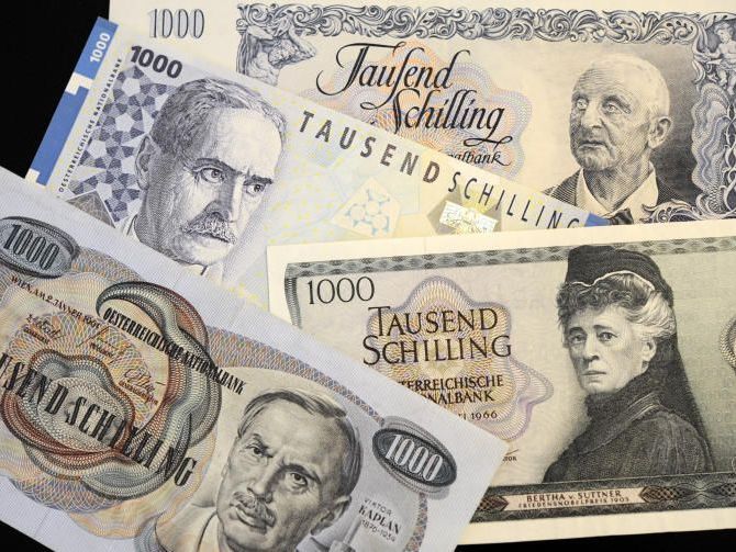 So haben die Schilling-Tausender im Lauf der Zeit ausgesehen. So haben die Schilling-Tausender im Lauf der Zeit ausgesehen.