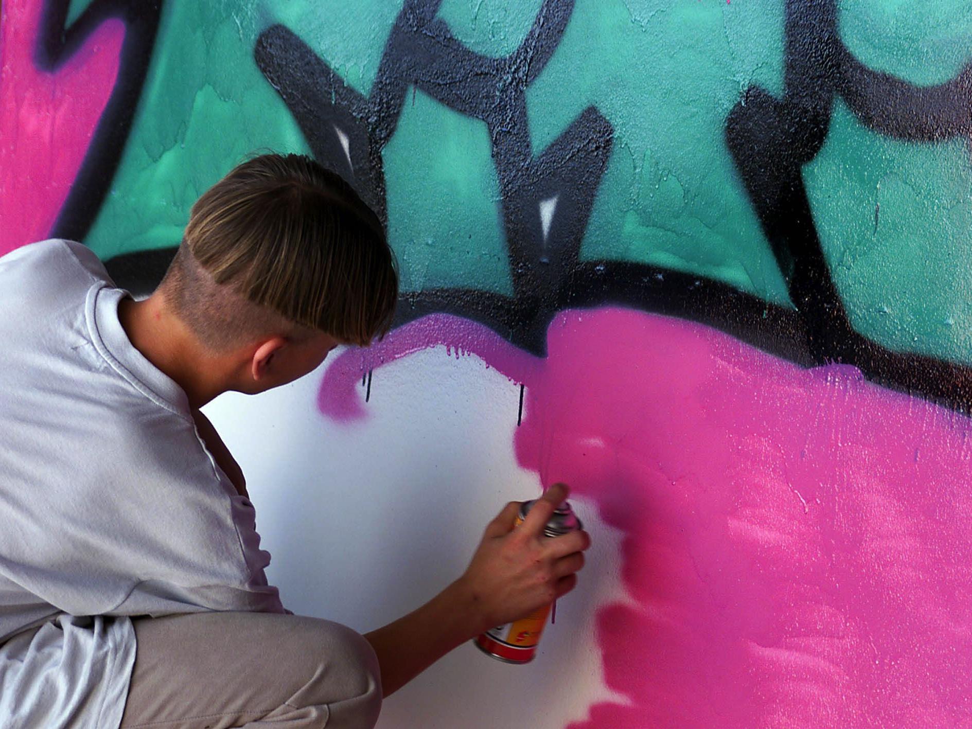 Die Sprayer verzierten zwei ganze Waggons mit Graffiti