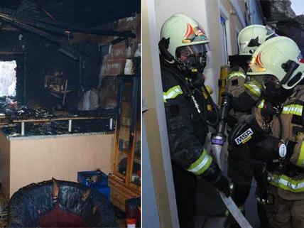Nachdem es in Zillingdorf in einem Gartenhaus brannte (links), wurde die Feuerwehr Mödling zu einem anderen Küchenbrand gerufen