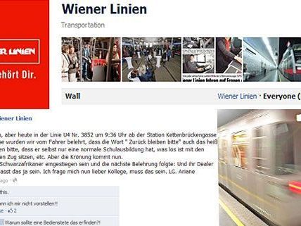 Die mysteriöse Ariane S. patzt einen U4-Fahrer auf Facebook mit bösen Behauptungen an Die mysteriöse Ariane S. patzt einen U4-Fahrer auf Facebook mit bösen Behauptungen an