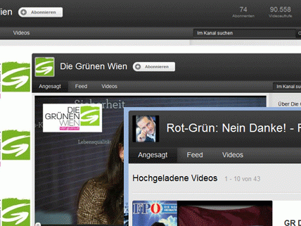 Wir haben einen kurzen Überblick über die Aktivitäten der Wiener Parteien aud YouTube zusammengestellt. Wir haben einen kurzen Überblick über die Aktivitäten der Wiener Parteien aud YouTube zusammengestellt.