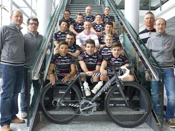 Das neuformierte Radteam Vorarlberg beim Shooting im Medienhaus. Das neuformierte Radteam Vorarlberg beim Shooting im Medienhaus.