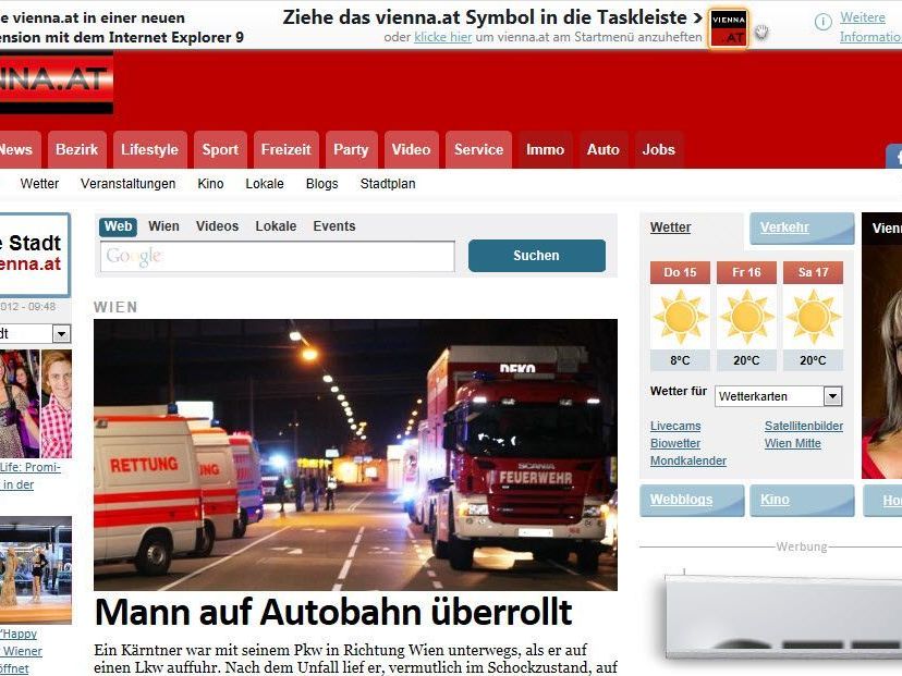 Eine neues Feature auf VIENNA.AT dank dem Internet Explorer 9 Eine neues Feature auf VIENNA.AT dank dem Internet Explorer 9