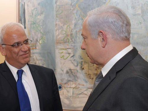 Saeb Erekat mit Israels Ministerpräsident Netanyahu