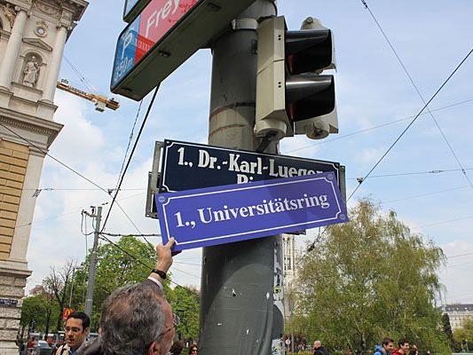 Die Grünen luden schon am Freitag zur symbolischen Umbenennung vom Dr. Karl-Lueger-Ring