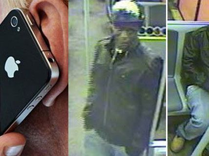 Die Polizei fahndet nach dem mutmaßlichen Handy-Dieb (Bild rechts). Die Polizei fahndet nach dem mutmaßlichen Handy-Dieb (Bild rechts).