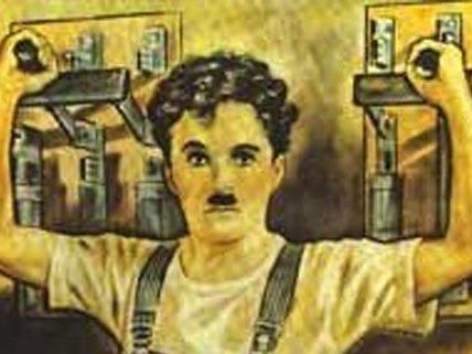 Charlie Chaplin in "Modern Times" im Cine Center im ersten Bezirk in Wien