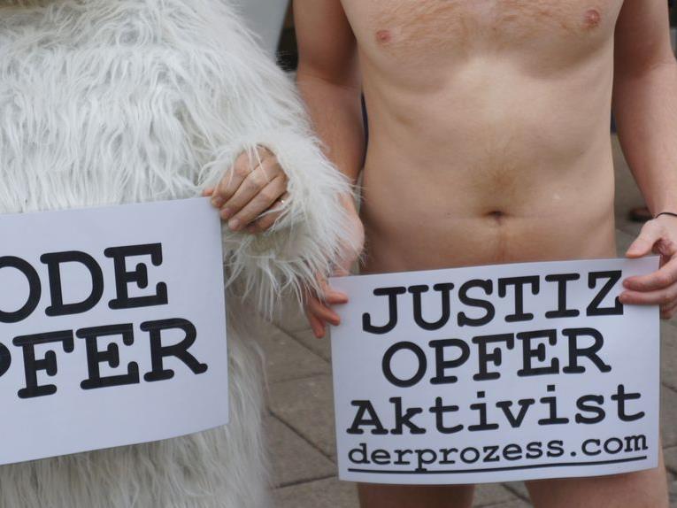 Ein Bild vom Nacktprotest der Tierschützer vom VgT in Wien