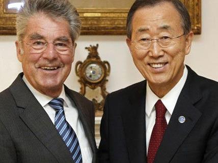 Viel gelobte Beziehungen zu Korea. Im Bild: Bundespräsident Fischer und UNO-Generalsekretär Ban Ki Moon.
