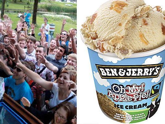 Wo das kultige Ben&Jerry's Eis gratis verteilt wird, ist der Andrang groß Wo das kultige Ben&Jerry's Eis gratis verteilt wird, ist der Andrang groß