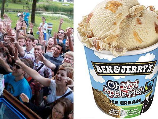 Wo das kultige Ben&Jerry's Eis gratis verteilt wird, ist der Andrang groß