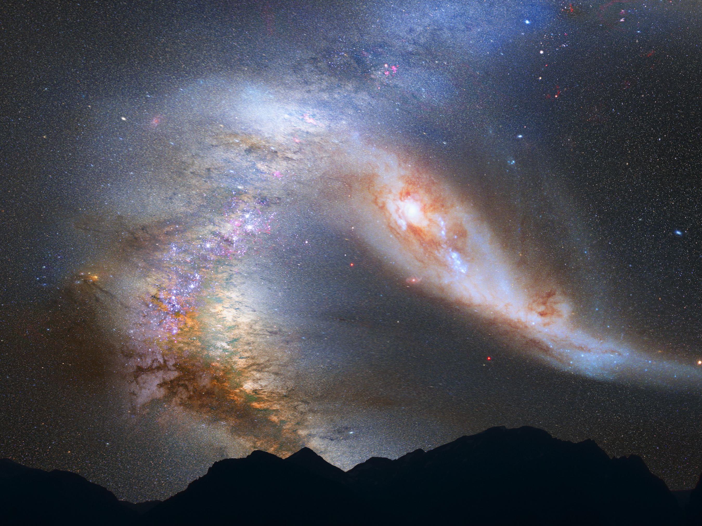 Galaxien-Crash: So wird der Nachthimmel in gut 3,75 Mrd. aussehen.
