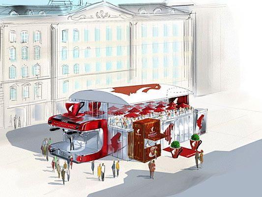 Entwurf für das Meinl-Freiluft-Café am Wiener Graben