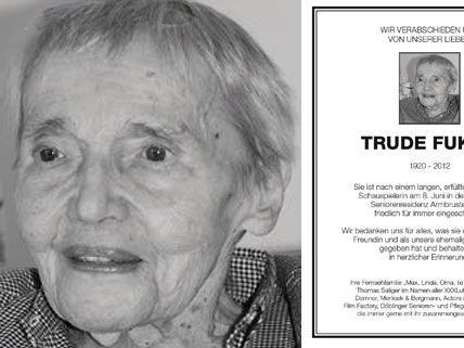 Abschied von Trude Fukar, in Österreich bekannt und beliebt als "Oma Putz"