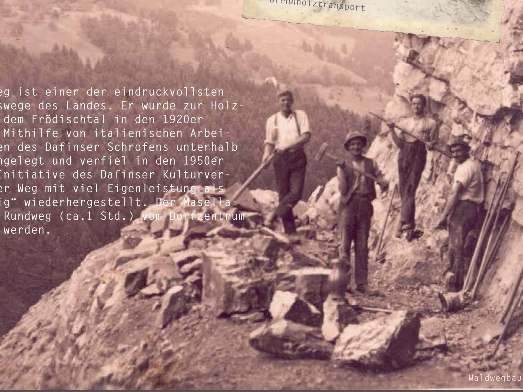 Eröffnung Masellaweg Dafins am 17. Juni um 11 Uhr Eröffnung Masellaweg Dafins am 17. Juni um 11 Uhr
