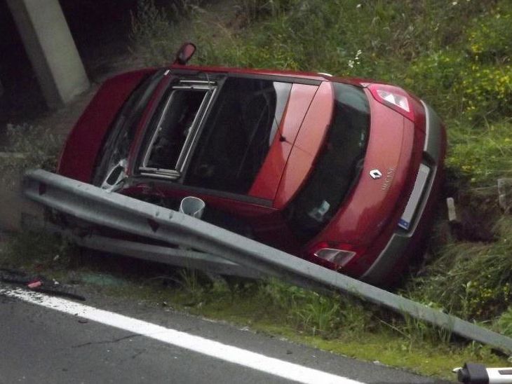 Der Lenker des Renault "parkte" sein Auto hinter der Leistschiene. Der Lenker des Renault "parkte" sein Auto hinter der Leistschiene.