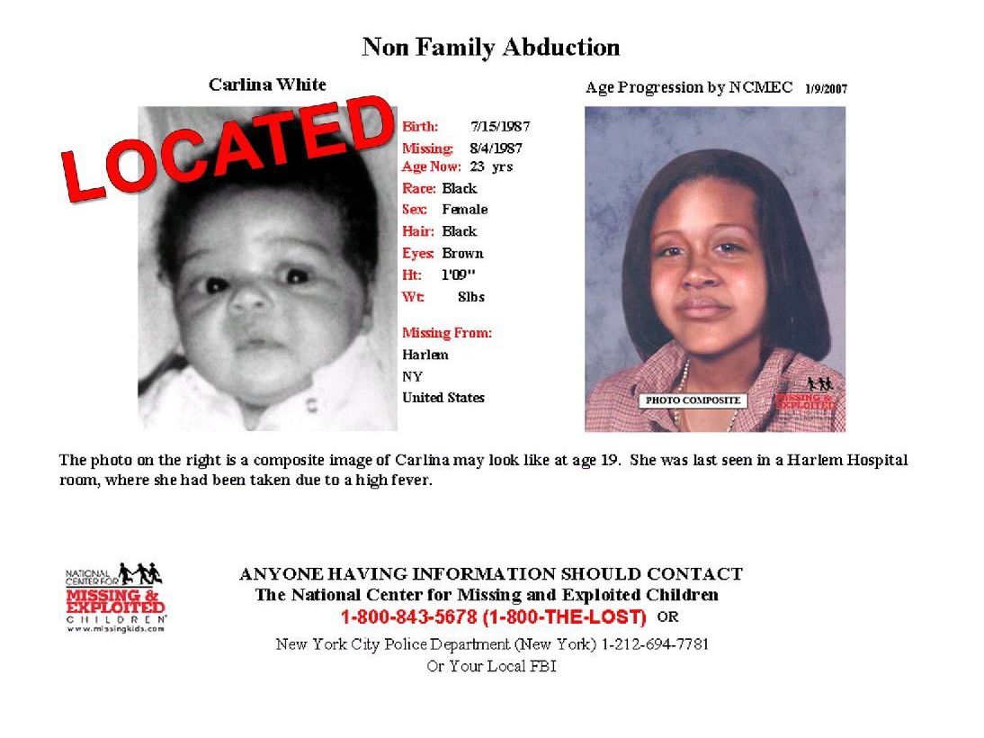 Mit diesem Bild wurde Carlina White wurde 23 Jahre lang nach Carlina White gesucht. Mit diesem Bild wurde Carlina White wurde 23 Jahre lang nach Carlina White gesucht.