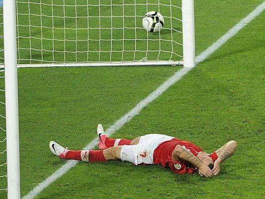 Ein sichtlich geknickter Marko Arnautovic beim WM-Qualifikationsspiel zwischen Österreich und Deutschland