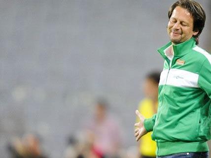 Nach dem Sieg gegen PAOK Saloniki sieht Rapid-trainer Peter Schöttel dem Spiel gegen den SV Mattersburg gelassen entgegen.