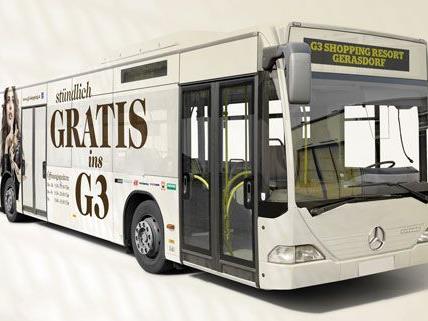 Von Wien fährt stündlich ein Shuttle-Bus zum G3 Shopping Resort Gerasdorf.