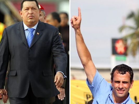 Venezuelas Präsident Hugo Chavez und Herausforderer Henrique Capriles Radonski. Venezuelas Präsident Hugo Chavez und Herausforderer Henrique Capriles Radonski.