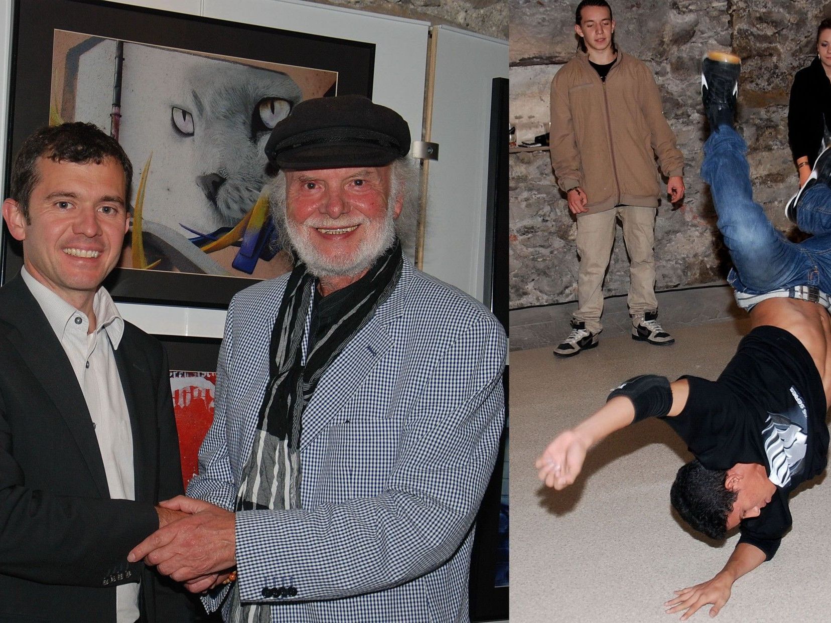 Bgm. Martin Summer mit Dietmar Wanko und einer der Break-Dancer. Bgm. Martin Summer mit Dietmar Wanko und einer der Break-Dancer.