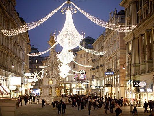 Alle Jahre wieder besonders prachtvoll: Die Weihnachtsbeleuchtung am Wiener Graben