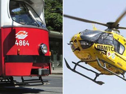 Nach einem Zusammenstoß zwischen Bim und Auto wurde der Notarzthubschrauber alarmiert.