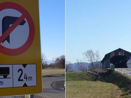 Auf der Senderstraße von Lauterach kommend war bei der Holzbrücke für den Bus Endstation. Auf der Senderstraße von Lauterach kommend war bei der Holzbrücke für den Bus Endstation.