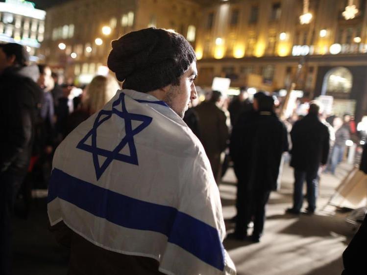 Kundgebung in Wien für Israel am Mittwochabend.