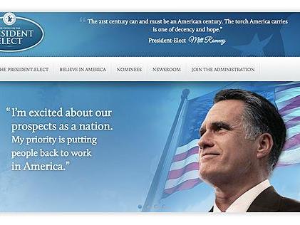 Wer den Schaden hat... Romneys Sieger-Website ging versehentlich online.