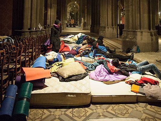 Das Camp der Asylwerber in der Wiener Votivkirche