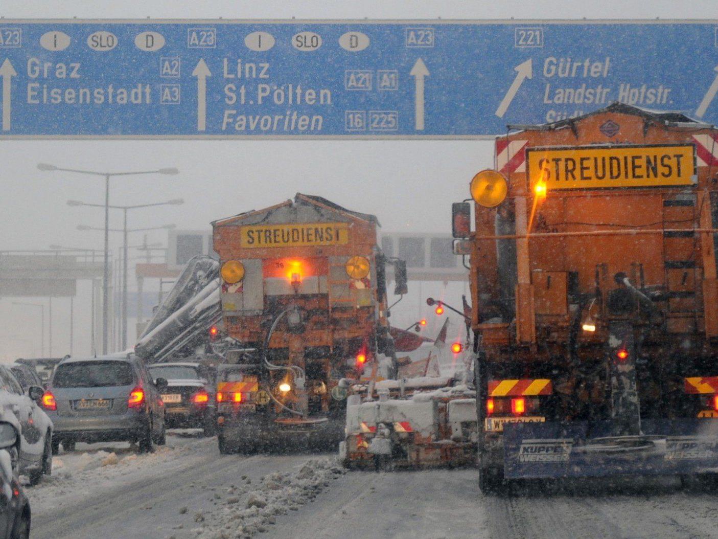 Schnee in Wien: Am Donnerstag mussten Autofahrer etwas längere Wege auf sich nehmen.