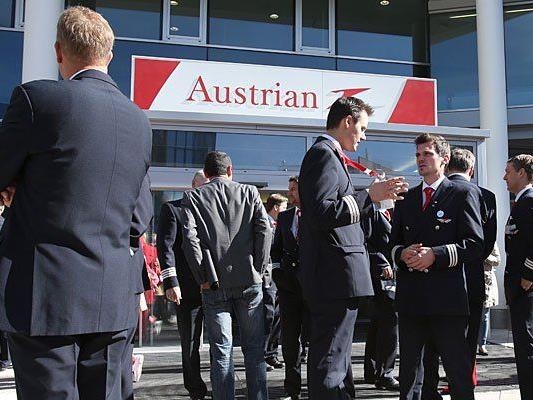 Die Piloten protestierten auch am Flughafen Wien-Schwechat gegen längere Dienstzeiten