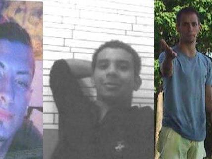 Diese drei Burschen werden im Zusammenhang mit schwerer Körperverletzung in Donaustadt gesucht. Von links: 1. Verdächtiger, 2. Verdächtiger, 3. und 1. Verdächtiger