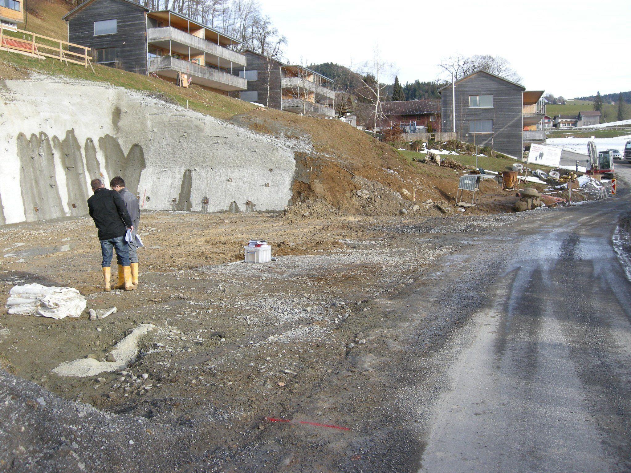 Beginn der Bauarbeiten beim Projekt "Passivhaus-Wohnanlage-Unterstein" in Langenegg