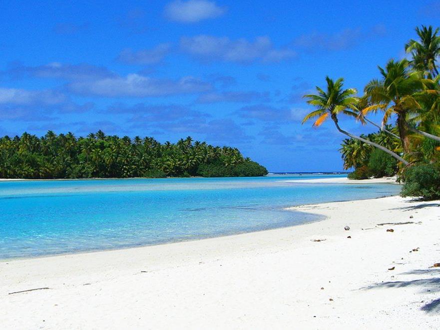One Foot Island / Aitutaki Atoll, Cookinseln: Nur mit einem Boot kann dieses Fleckchen Erde in der Südsee erreicht werden.