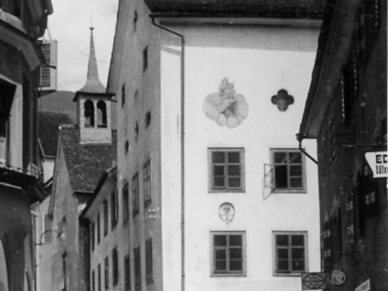 Die Kirchgasse im Jahre 1920 - von Südwesten fotografiert mit der Spitalskirche im Hintergrund Die Kirchgasse im Jahre 1920 - von Südwesten fotografiert mit der Spitalskirche im Hintergrund