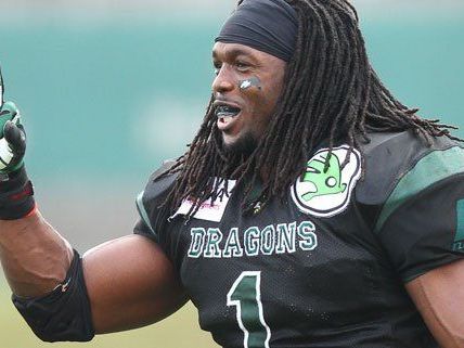 Dragons Runningback Tunde Ogun erzielte gleich drei Touchdowns am Sonntag